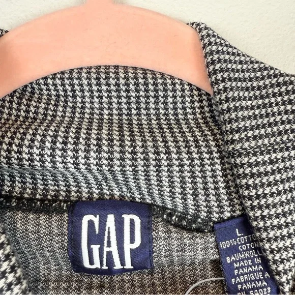 NWT Vintage Gap Houndstooth Turtleneck Long Sleeve Cotton Top Shirt Size Large - Picture 8 of 9